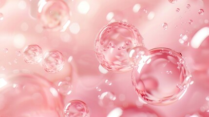 Close-up view of skincare serum bubbles with collagen, emphasizing hydration and smooth skin.