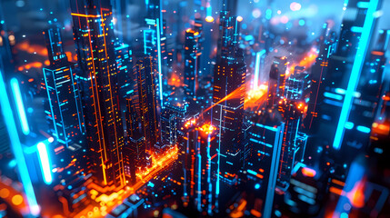 3D rendering of futuristic cityscape