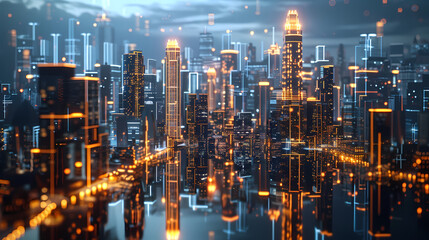 Obraz premium 3D rendering of futuristic cityscape