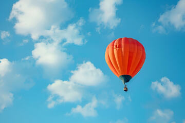 Fototapeta premium Hot air balloon isolated on turquoise background , Ballooning festival or activity background , Hot air balloon flying over the foggy mountains , Beautiful landscape with hot air balloons and mountain