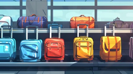 Big suitcases on the airport luggage conveyor belt