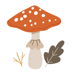 Amanita and autumn leaves.Seasonal autumn with mushroom.