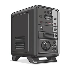 Obraz premium A computer case clipart, computer hardware element, vector illustration, black, isolated on white background