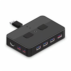 A docking station clipart, computer hardware element, vector illustration, black, isolated on white background