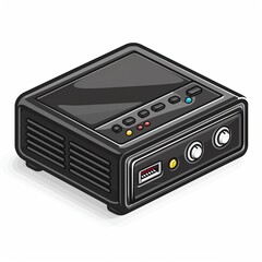 Fototapeta premium A modem clipart, computer hardware element, vector illustration, black, isolated on white background