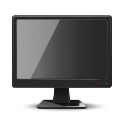 Fototapeta premium A monitor clipart, computer hardware element, vector illustration, black, isolated on white background