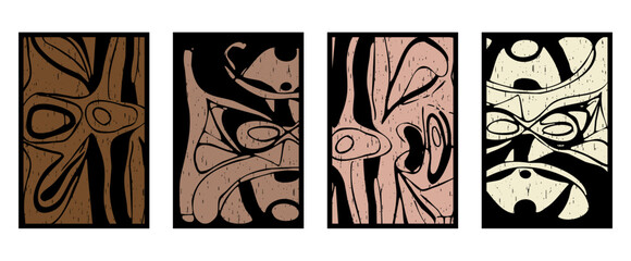 Obraz premium Set of 4 Abstract pattern. Illustration for printing on wall decorations. For use in graphics.
