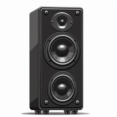 Obraz premium A speaker clipart, computer hardware element, vector illustration, black, isolated on white background