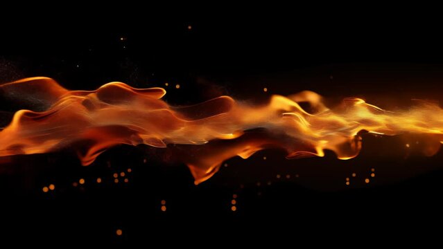Dynamic fiery waves with vibrant sparks on black background