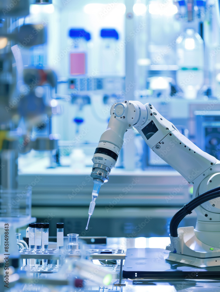 Aufkleber robotic arm working in laboratory showcasing an automated robotic arm performing precise tasks in a 