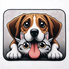 A mouse pad with a dog design drawing graphic and cat design drawing graphic face Vibrant highquality eyecatching Artistic.
