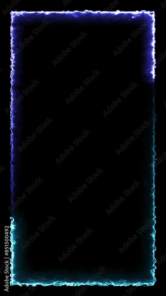 Poster abstract blue pink neon glowing line frame, animated moving led light screen box projection 3d rende