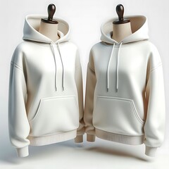 A pair of white hoodies on a mannequin Vibrant vector highquality.