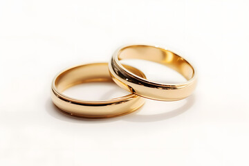 Golden ring jewelry, isolated on white background