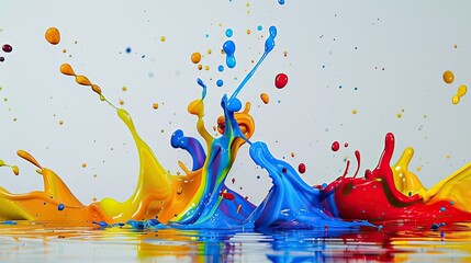 Abstract paint splatters in dynamic composition