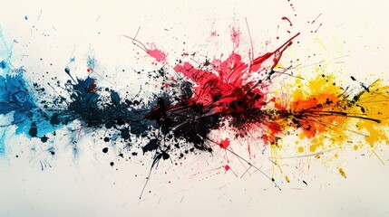 Abstract paint splatters in dynamic composition