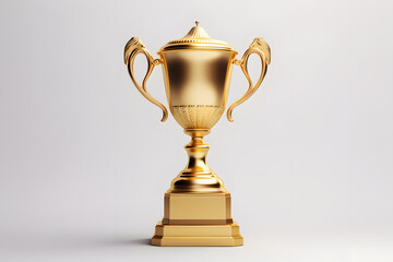 Golden trophy cup isolated on white background
