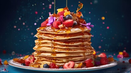 Delicious pancake with honey 