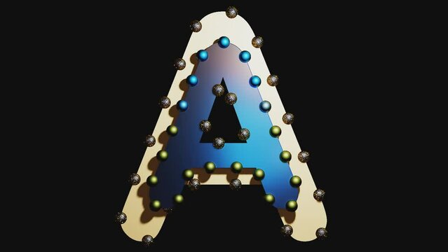 Buchstabe A, transparenter Hintergrund alpha channel, mit Perlen animiert, Schleife