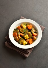 Stewed vegetables on plate