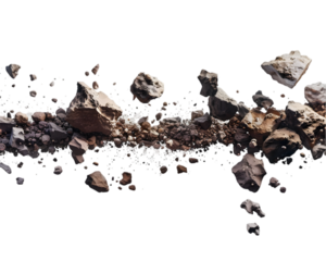 Asteroid belt discovery in galaxy on transparent background