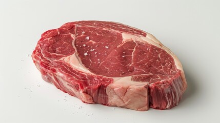 Fresh Raw Ribeye Steak Ready to Cook on White Background