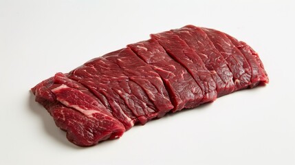 Fototapeta premium Succulent Flank Steak for Grilling on a Clean White Surface