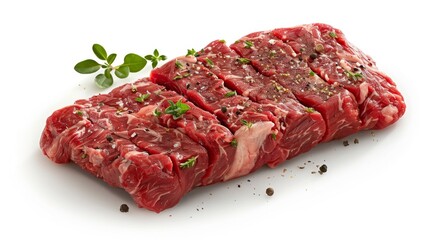 Succulent Chuck Steak Seasoned to Perfection on White Background