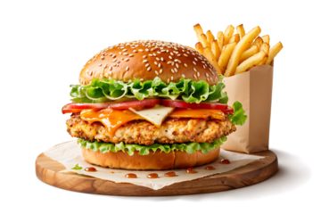 Juicy Chicken Burger with Golden Fries