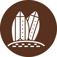 Surfing Board Glyph Circle Icon