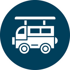 Surf Van Glyph Circle Icon