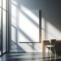 A white frame on a wall creative Vibrant informative engaging.