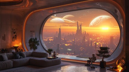 A cozy yet highly advanced futuristic family home.