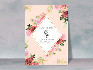 Obraz premium beautiful floral wedding invitation card
