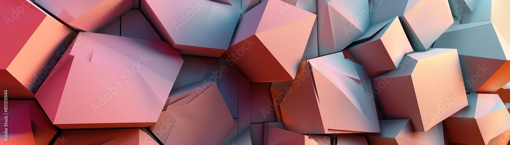 Wall mural fragmented 3d scene with cubist flair and abstract, geometric shapes - Wall murals