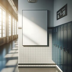 A white poster on a wall in a hallway creative optimized informative optimized.