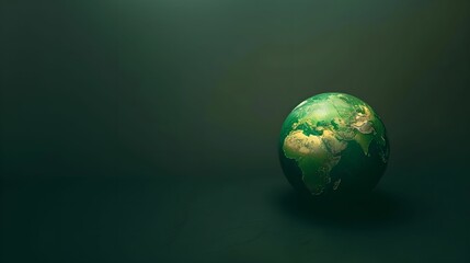 Fototapeta premium Small green globe dark background environmental awareness