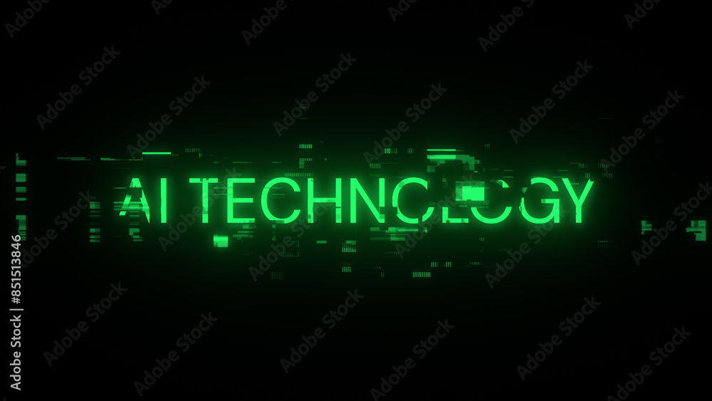 Wall mural 3d rendering ai technology text with screen effects of technological glitches