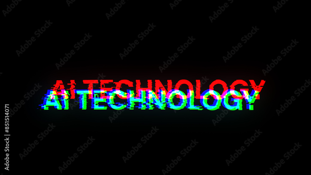 Wall mural 3d rendering ai technology text with screen effects of technological glitches