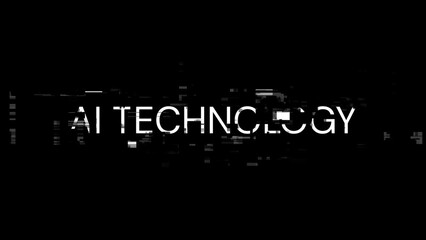 3D rendering Ai technology text with screen effects of technological glitches