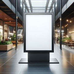 Modern commercial building interior with A large blank white screen billboard in a mall unique vector engaging.