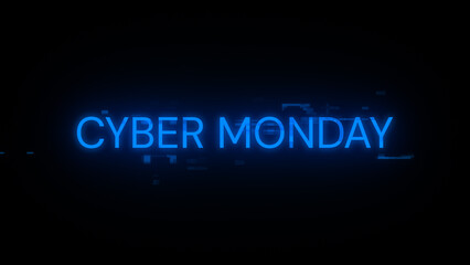 Obraz premium 3D rendering cyber monday text with screen effects of technological glitches