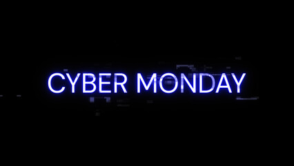 Obraz premium 3D rendering cyber monday text with screen effects of technological glitches