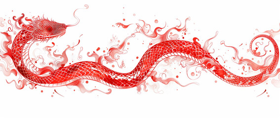 Obraz premium Red snake isolated on white background.