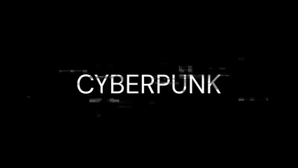 Obraz premium 3D rendering Cyberpunk text with screen effects of technological glitches