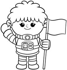 Illustration of Cartoon astronaut Dream Career and Inspiration for coloring page