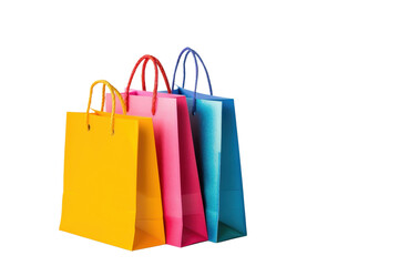 Brightly colored shopping bags isolated on a transparent background. perfect for retail, shopping, or gift-related themes in stock photos.