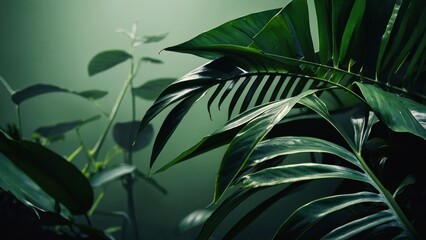 Collection of tropical leaves,foliage plant in green color with space background
