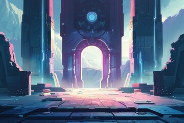Obraz premium Futuristic Gateway to a Mysterious World