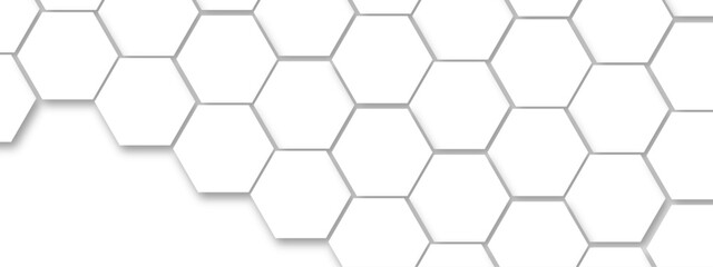 Abstract white hexagonal geometric background. Luxury White 3D futuristic honeycomb mosaic white background. Abstract white lines background. Vector Illustration.